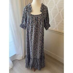 Pomare Private Collection Women’s Large Vintage Floral Hawaiian Print Maxi Dress